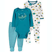 carter&#39;s&reg; 3-Piece Space Sleep &amp; Plays and Pant Set in Blue