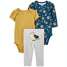 carter's® 3-Piece Floral Bodysuit and Pant Set in Yellow