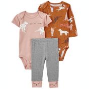 carter's&reg; 3-Piece Dalmatian Print Bodysuits and Pant Set in Yellow/Pink