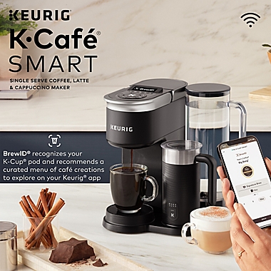 Keurig&reg; K-Cafe&reg; SMART Single-Serve Coffee, Latte & Cappuccino Maker in Black. View a larger version of this product image.
