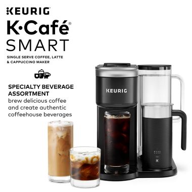 Keurig&reg; K-Cafe&reg; SMART Single-Serve Coffee, Latte & Cappuccino Maker in Black. View a larger version of this product image.