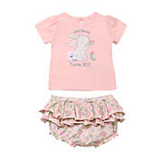 Baby Starters&reg; 2-Piece Bunny Love Short Sleeve Top and Diaper Cover Set in Pink
