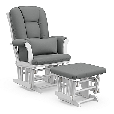 Storkcraft&reg; Tuscany Glider and Ottoman in White/Grey. View a larger version of this product image.