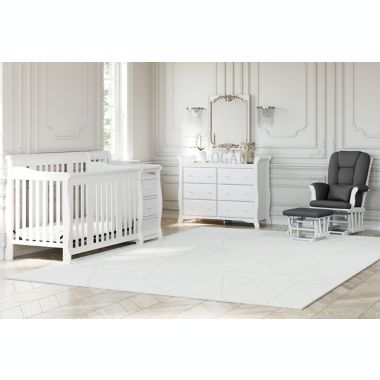 Storkcraft&reg; Tuscany Glider and Ottoman in White/Grey. View a larger version of this product image.
