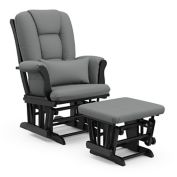Storkcraft&reg; Tuscany Glider and Ottoman Set in Black/Grey