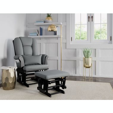 Storkcraft&reg; Tuscany Glider and Ottoman in Black/Grey. View a larger version of this product image.