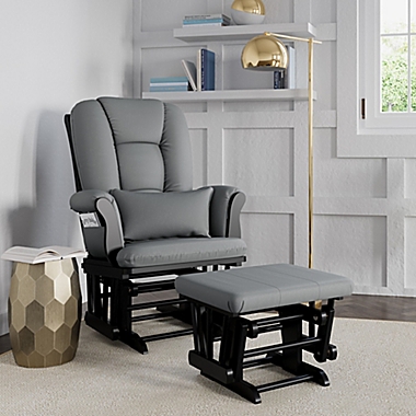 Storkcraft&reg; Tuscany Glider and Ottoman in Black/Grey. View a larger version of this product image.