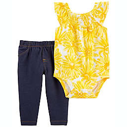 carter's® 2-Piece Floral Bodysuit and Pant Set in Yellow