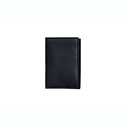 CHAMPS Slim Card Holder Fold Over Leather Wallet with RFID Blocking in Navy
