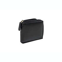 CHAMPS Multi-Card Center-Wing Zip-Around Leather Wallet with RFID Blocking in Black