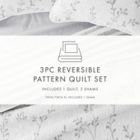 Alternate image 7 for Home Collection Sprouting Vines Striped 3-Piece Reversible Quilt Set