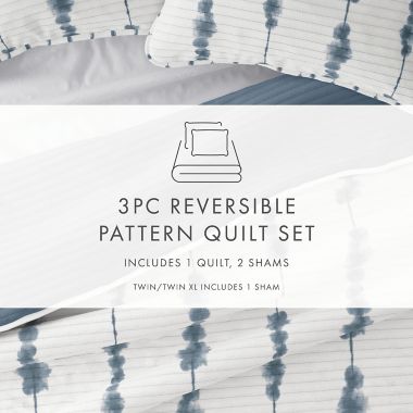 Levtex Home&reg; Shabori 3-Piece Reversible Quilt Set in Navy. View a larger version of this product image.