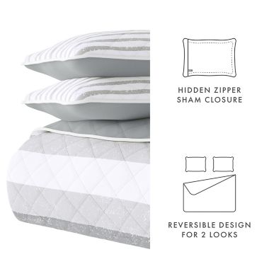 Home Collection Summer Stripes 3-Piece Reversible Quilt Set. View a larger version of this product image.