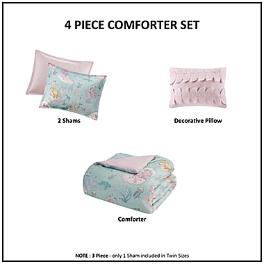 Mi Zone Kids Darya 3-Piece Reversible Twin Comforter Set in Aqua/Pink. View a larger version of this product image.