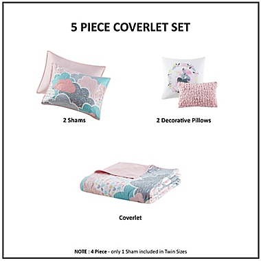 Urban Habitat Kids Cloud 4-Piece Reversible Twin/Twin Coverlet Set in Pink. View a larger version of this product image.
