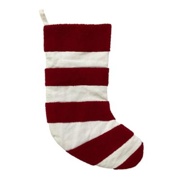 H for Happy&trade; 18-Inch Christmas Candy Cane Stripe Holiday Stocking in Red/White. View a larger version of this product image.
