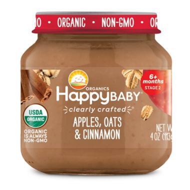 Happy Baby&reg; Organic 4 oz. Stage 2 Apple, Oats and Cinnamon Baby Food Jar. View a larger version of this product image.