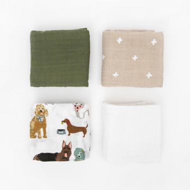 Little Unicorn&reg; 4-Pack Cotton Muslin Squares in Woof. View a larger version of this product image.