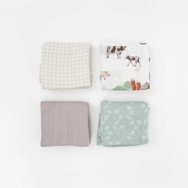 Little Unicorn&reg; 4-Pack Cotton Muslin Squares in Farmyard. View a larger version of this product image.