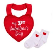 Baby Starters&reg; First Valentine's 2-Piece Bib and Socks Set in Red