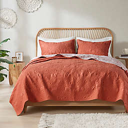 INK+IVY Kandula 3-Piece Reversible Full/Queen Coverlet Set in Coral