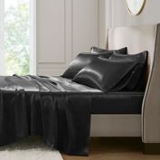 Madison Park Essentials Satin 6-Piece Luxury Full Sheet Set in Black
