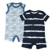 The Honest Company&reg; 2-Pack Organic Cotton Rompers in White/Indigo