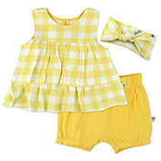 Honest&reg; Newborn 3-Piece Ruffle Top, Short and Headband Set in Yellow