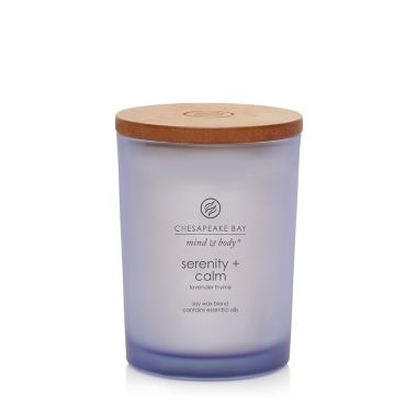 Chesapeake Bay Candle&reg; Mind &amp; Body Serenity + Calm Medium Jar Candle in Dark Purple. View a larger version of this product image.