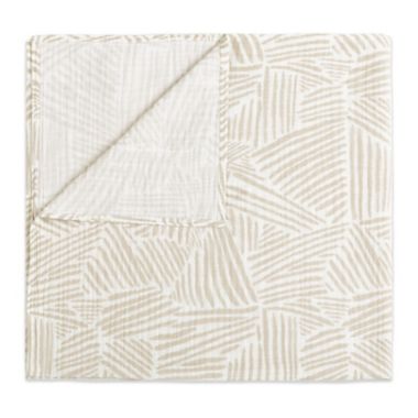 Babyletto at Oat Stripe Muslin Swaddle in Beige. View a larger version of this product image.
