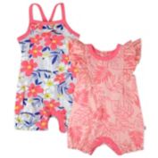 Honest&reg; 2-Pack Flutter Sleeve and Sleeveless Rompers in Pink
