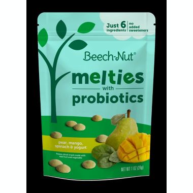Beech-Nut&reg; 1 oz. Naturals Melties with Probiotics in Pear, Mango, Spinach &amp; Yogurt. View a larger version of this product image.