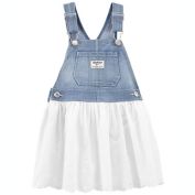 OshKosh B&#39;gosh&reg; Size 2T Eyelet Jumper Dress in Denim/White