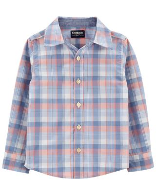 OshKosh B'gosh&reg; Plaid Button-Front Shirt in Pink/Blue