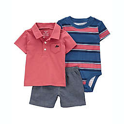 carter's® 3-Piece Polo Little Short Set in Red/Blue