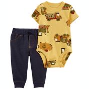 carter's&reg; 2-Piece Construction Truck Bodysuit and Pant Set in Yellow