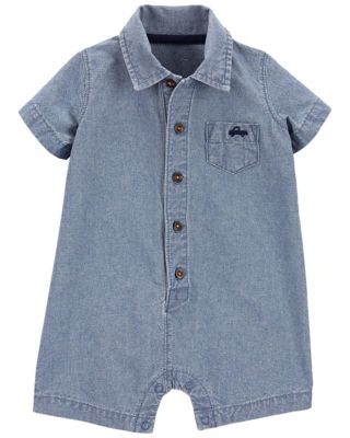 carter's&reg; Chambray Button-Up Romper in Blue