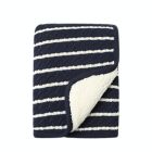 Alternate image 3 for ever &amp; ever&trade; Striped Cable Sherpa Back Blanket in Navy Peacoat