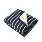 Alternate image 1 for ever &amp; ever&trade; Striped Cable Sherpa Back Blanket in Navy Peacoat