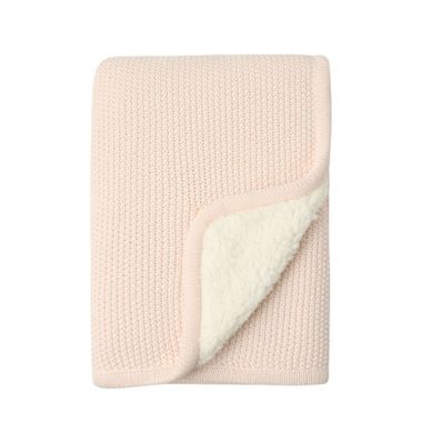 ever &amp; ever&trade; Seed Stitch Sherpa Back Blanket in Rosewater. View a larger version of this product image.