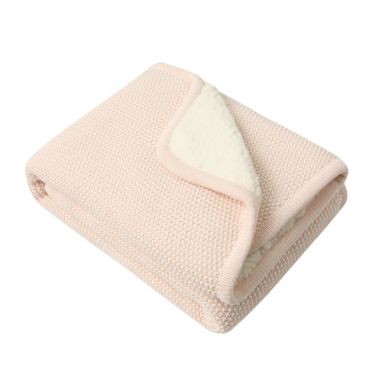 ever &amp; ever&trade; Seed Stitch Sherpa Back Blanket in Rosewater. View a larger version of this product image.