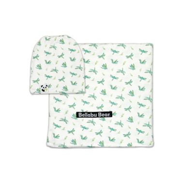 Bellabu Bear Dragonfly Swaddle and Beanie Set in White. View a larger version of this product image.