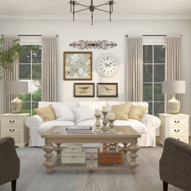 Ridge Road Decor 22-Inch Round Wood Farmhouse Wall Clock in White. View a larger version of this product image.