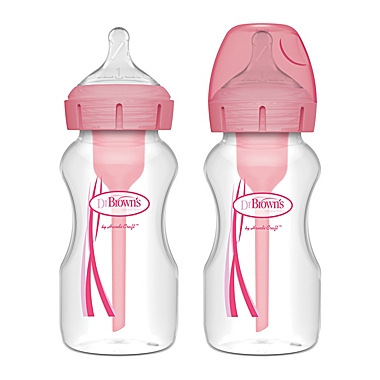 Dr Browns&reg; Options+&trade; 2-Pack 9 oz Wide Neck Baby Bottles in Pink. View a larger version of this product image.