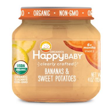 Happy Baby&reg; Organic 4 oz. Stage 2 Banana and Sweet Potato Baby Food Jar. View a larger version of this product image.