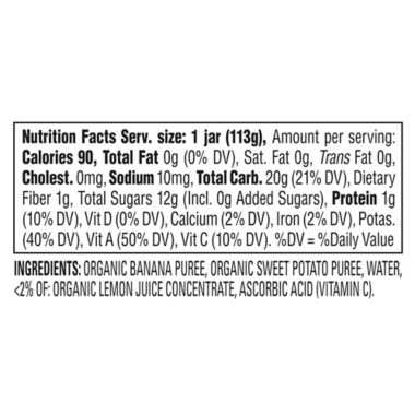 Happy Baby&reg; Organic 4 oz. Stage 2 Banana and Sweet Potato Baby Food Jar. View a larger version of this product image.