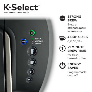 Keurig&reg; K-Select&reg; Single-Serve K-Cup&reg; Pod Coffee Maker in Matte Black. View a larger version of this product image.