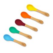 Avanchy Bamboo + Silicone Baby Feeding Spoons in Blue (Set of 5)