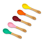 Avanchy Bamboo + Silicone Infant Baby Feeding Spoons in Pink  (Set of 5)
