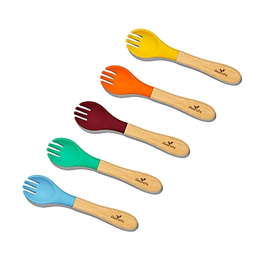Avanchy Bamboo + Silicone Toddler Feeding Forks in Blue (Set of 5). View a larger version of this product image.